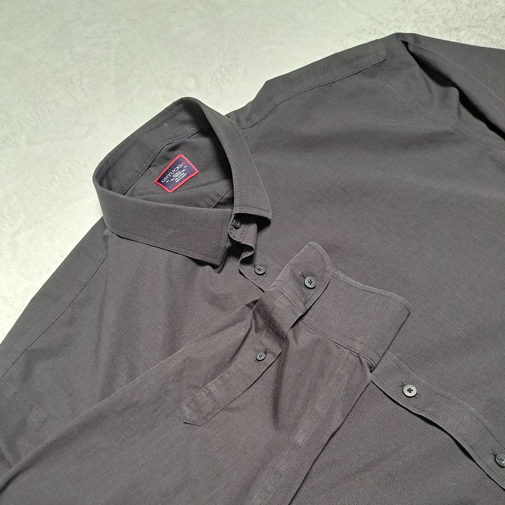 Untuckit Mens 100% Cotton Black Long Sleeve Button Down Shirt Size XXXL Tall